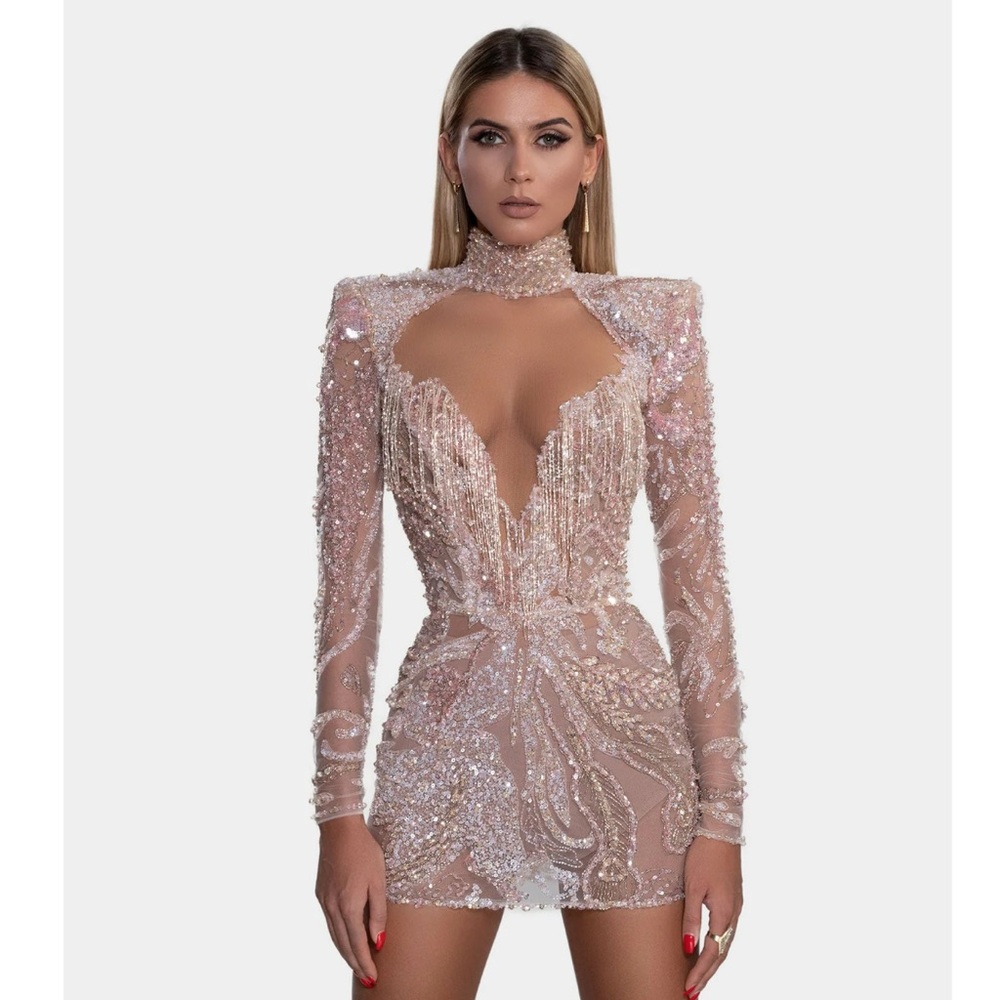 Glamorous Sequin Long Sleeve Dress - Picture 2 of 6